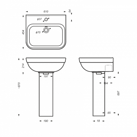 Раковина подвесная 61см Sanita Luxe Next NXTSLWB01 белая